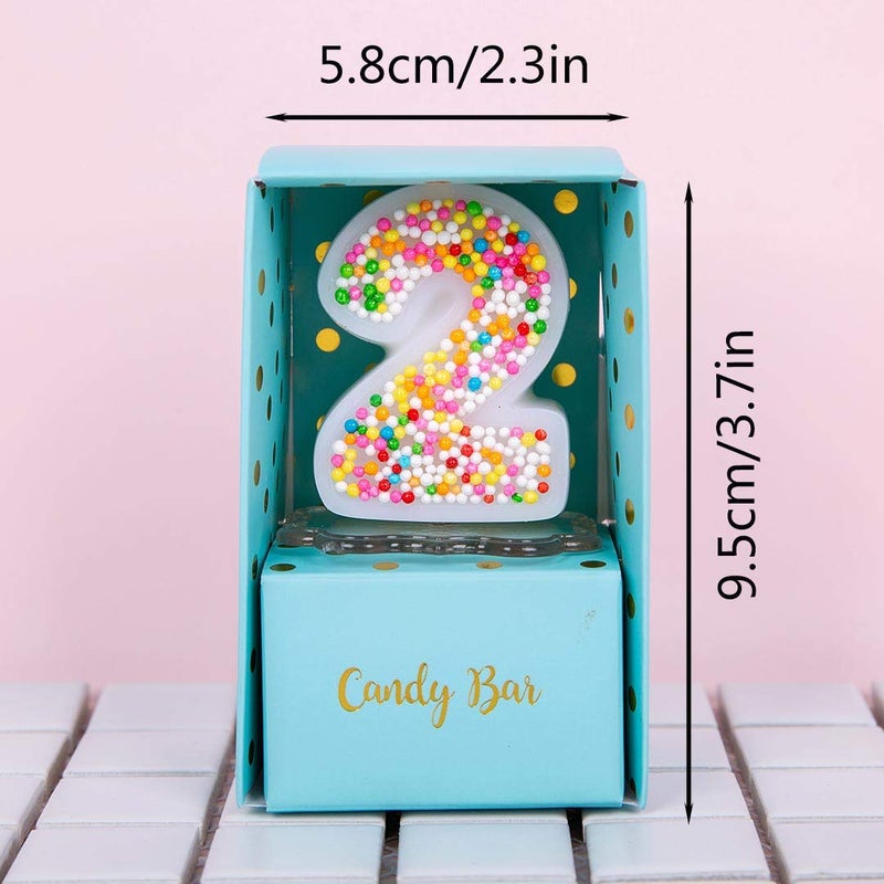 iLikePar Sweety Colorful Candy Number Cake Topper Candle for Brithday Party Baby Shower and Wedding Party Supplies Favor (Two) - Image 2